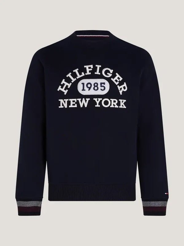 Felpa giro Uomo College Monotype Blu Tommy Hilfiger- Francavilla Moda